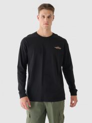 4F Longsleeve oversize z nadrukiem męski - czarny M. Czarne bluzki z długim rękawem 4F, m, bez wzorów, z bawełny, bez kołnierzyka, bez ramiączek. W wyprzedaży za 39.99 zł.