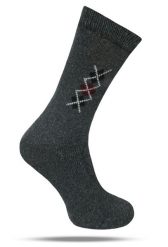 Ciepłe Wełniane Skarpetki Zimowe - Grafit, Geometryczny Wzór. Szare skarpety His Story, bez wzorów, z elastanu. Za 39.99 zł.