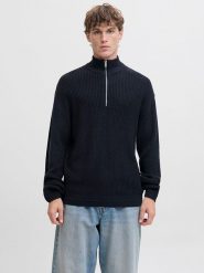 Jack & Jones Sweter "Kaito" w kolorze granatowym rozmiar: S. Niebieskie swetry nierozpinane Jack & Jones, s, bez wzorów, bez kołnierzyka, bez ramiączek. Za 109.26 zł.