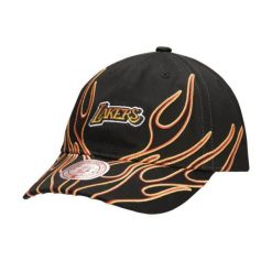 Czapka z daszkiem Mitchell & Ness NBA Los Angeles Lakers Flamez - 6LUXMM20018. Czarne czapki z daszkiem Mitchell & Ness, bez wzorów. Za 89.00 zł.
