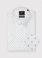 PAKO LORENTE - Koszula męska w niebieski mikrowzór. Niebieskie koszule Pako Lorente, na lato, m, bez wzorów, z bawełny, bez kołnierzyka, bez ramiączek. Za 99.99 zł.