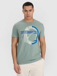 4F T-shirt regular z nadrukiem męski - oliwkowy XXL. Brązowe t-shirty 4F, m, bez wzorów, z bawełny, bez kołnierzyka, bez ramiączek. Za 69.99 zł.