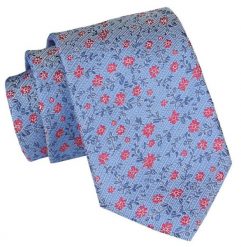 Męski Krawat Angelo di Monti - Drobne Kwiatki, Niebieski. Niebieskie krawaty i muchy Angelo di Monti, bez wzorów, z tkaniny. Za 45.00 zł.