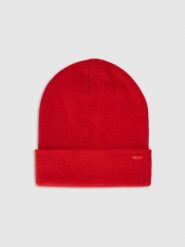 4F Czapka beanie uniseks - czerwona Uniwersalny. Czerwone czapki zimowe 4F, bez wzorów, z materiału. Za 49.99 zł.