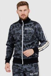 PALM ANGELS Szara bluza męska w moro. Szare bluzy PALM ANGELS, l, bez wzorów, prążkowane, bez kaptura. W wyprzedaży za 1,299.99 zł.