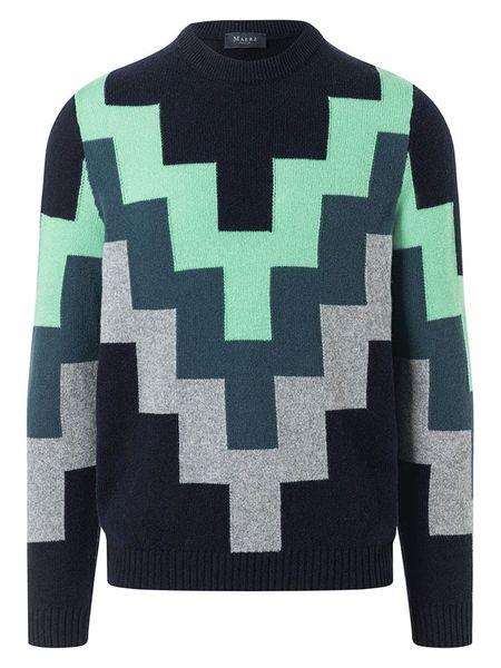 Maerz Muenchen Wełniany sweter w kolorze granatowym rozmiar: 54. Niebieskie swetry nierozpinane Maerz Muenchen, bez wzorów, z wełny, bez kołnierzyka, bez ramiączek. Za 339.99 zł.