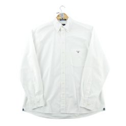 Klasyczna męska jednolita biała koszula. Białe koszule GANT, m, bez wzorów, bez kołnierzyka, bez ramiączek. Za 106.46 zł.