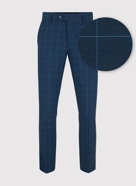 PAKO LORENTE – Męskie spodnie garniturowe w kolorze granatowym w niebieską kratkę. Niebieskie eleganckie spodnie Pako Lorente, m, z elastanu. Za 399.99 zł.