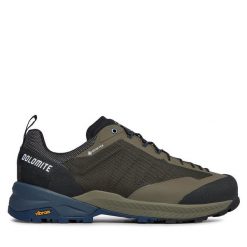 Trekkingi Dolomite. Zielone buty trekkingowe Dolomite, bez wzorów, z gore-texu, bez zapięcia. Za 899.99 zł.