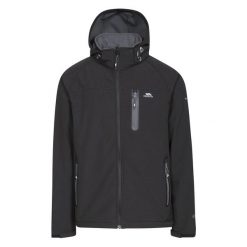 Kurtka turystyczna męska Trespass Accelator II softshell 8K. Czarne kurtki Trespass, m, bez wzorów, z elastanu, bez kaptura. W wyprzedaży za 216.49 zł.