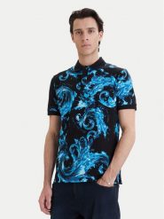 Versace Jeans Couture Polo 80GAG6S0 JS549 Niebieski Regular Fit. Niebieskie koszulki polo Versace Jeans Couture, l, bez wzorów, z bawełny, bez kołnierzyka, bez ramiączek. Za 1,139.00 zł.