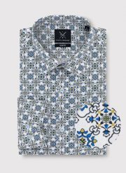 PAKO LORENTE – Koszula w kolorze białym w oryginalny wzór. Białe koszule Pako Lorente, m, bez wzorów, bez kołnierzyka, bez ramiączek. Za 79.99 zł.