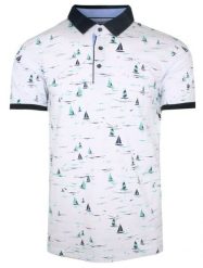 Koszulka POLO, Biała w Zielone Żaglówki, Męska, Krótki Rękaw, T-shirt. Białe bluzki z długim rękawem Le Marin, m, bez wzorów, z bawełny, bez kołnierzyka, bez ramiączek. Za 145.00 zł.