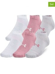 Under Armour Skarpety sportowe (6 par) "Essential" w kolorze jasnoróżowym, białym i szarym rozmiar: XL. Białe skarpetki sportowe Under Armour, bez wzorów, z materiału. Za 53.04 zł.