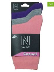 Norfolk Skarpety sportowe (3 pary) w kolorze jasnoróżowo-fioletowo-turkusowym rozmiar: 35-38. Różowe skarpetki sportowe Norfolk, bez wzorów, z materiału. Za 26.99 zł.