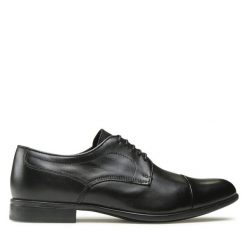Półbuty Geox. Czarne eleganckie półbuty Geox, bez wzorów, bez obcasa, bez zapięcia. Za 469.99 zł.