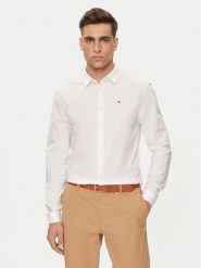 Tommy Jeans Koszula DM0DM04405 Biały Slim Fit. Białe koszule Tommy Jeans, m, bez wzorów, z bawełny, bez kołnierzyka, bez ramiączek. Za 229.99 zł.