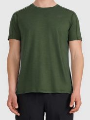 4F Wełniana koszulka funkcyjna w kolorze khaki rozmiar: M. Brązowe t-shirty sportowe 4F, bez wzorów, z wełny, bez ramiączek, outdoorowe. Za 122.96 zł.