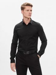 Calvin Klein Koszula K10K112743 Czarny Extra Slim Fit. Czarne koszule CALVIN KLEIN, m, bez wzorów, z bawełny, bez kołnierzyka, bez ramiączek. Za 189.99 zł.