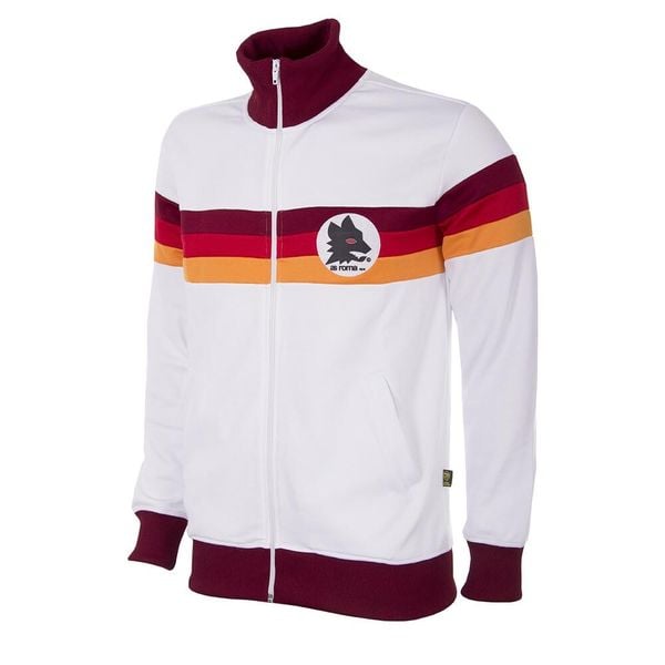 Kurtka/bluza piłkarska retro dla dorosłych - AS Roma 1981-82 - Biała. Białe kurtki COPA FOOTBALL, xl, bez wzorów, bez kaptura. Za 422.77 zł.