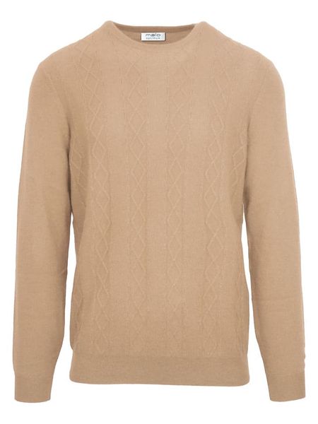 Malo Optimum Kaszmirowy sweter w kolorze beżowym rozmiar: XL. Brązowe swetry nierozpinane Malo Optimum, xl, bez wzorów, z kaszmiru, bez kołnierzyka, bez ramiączek. Za 588.81 zł.