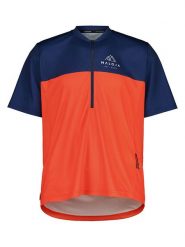 Maloja Koszulka kolarska "BarettiM. All Mountain" w kolorze pomarańczowo-granatowym rozmiar: S. Niebieskie t-shirty sportowe Maloja, bez wzorów, z materiału, bez ramiączek, rowerowe. Za 180.06 zł.
