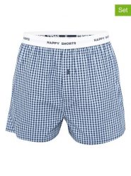 Happy Shorts Bokserki (3 pary) w kolorze granatowo-niebieskim rozmiar: S. Niebieskie bokserki Happy Shorts, s, bez wzorów. Za 57.06 zł.