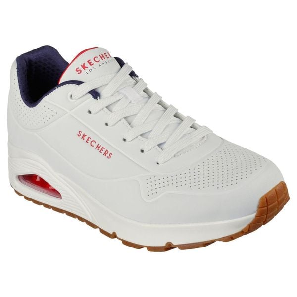 Buty do chodzenia męskie Skechers Uno Stand ON Air. Białe buty sportowe casual Skechers, bez wzorów, z gumy, bez zapięcia. Za 413.00 zł.