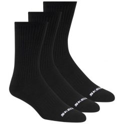 Skarpetki sportowe dla dorosłych 3pk Unisex Non Terry Crew. Czarne skarpetki sportowe Skechers, bez wzorów, z bawełny. Za 49.99 zł.
