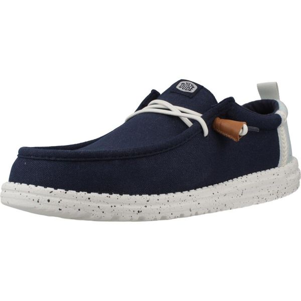 Buty HEY DUDE WALLY SUMMER LINEN Niebieski. Niebieskie buty turystyczne Hey dude, bez wzorów, z tkaniny, bez zapięcia, trekkingowe. Za 248.99 zł.
