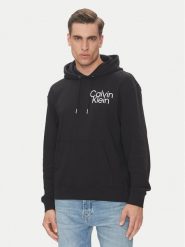 Calvin Klein Bluza LV04RC288G Czarny Regular Fit. Czarne bluzy CALVIN KLEIN, m, bez wzorów, z bawełny, bez kaptura. Za 439.99 zł.