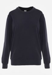 Granatowa Bluza o Klasycznym Kroju z Bawełną Merinne. Niebieskie bluzy Born2be, l, bez wzorów, z bawełny, bez kaptura. Za 89.99 zł.