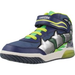 Buty GEOX J469CC 011BC Niebieski. Niebieskie buty turystyczne Geox, bez wzorów, z syntetyku, bez zapięcia, na fitness i siłownię. Za 219.99 zł.
