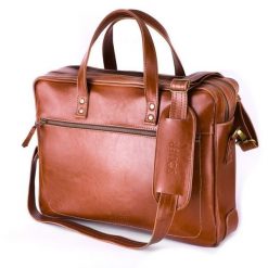 Skórzana męska torba na laptopa SOLIER brązowa. Brązowe torby na laptopa . Za 578.99 zł.