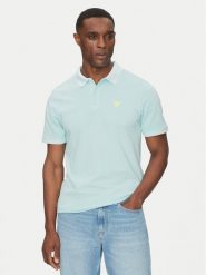 Guess Polo F5GP00 K9WF1 Turkusowy Regular Fit. Niebieskie koszulki polo sportowe Guess, m, z aplikacjami, z bawełny, bez kołnierzyka, bez ramiączek. Za 159.99 zł.