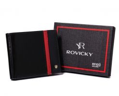 Portfel skórzany Rovicky N01-RVTP-3012 Bla czarny. Czarne portfele ROVICKY, bez wzorów, ze skóry. Za 80.00 zł.