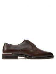 Tommy Hilfiger Półbuty Core Rwb Hilfiger Text Lth Shoe FM0FM05255 Brązowy. Brązowe eleganckie półbuty Tommy Hilfiger, bez wzorów, ze skóry, bez obcasa, bez zapięcia. Za 649.99 zł.