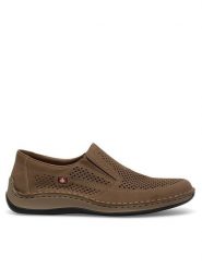 Rieker Półbuty 05277-64 Beżowy. Brązowe eleganckie półbuty Rieker, bez wzorów, ze skóry, bez obcasa, bez zapięcia. Za 359.99 zł.
