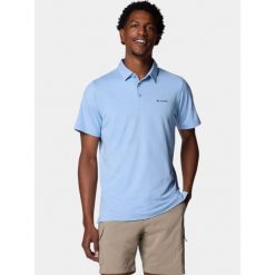 Koszulka polo męska Columbia Tech Trail. Niebieskie koszulki polo Columbia, m, bez wzorów, z elastanu, bez kołnierzyka, bez ramiączek. Za 209.00 zł.