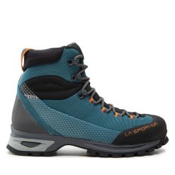 Trekkingi La Sportiva. Niebieskie botki sznurowane La Sportiva, bez wzorów, z gore-texu, bez obcasa, bez zapięcia. Za 1,199.00 zł.