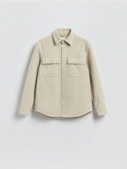 Kurtka koszulowa - beżowy. Brązowe kurtki Reserved, l, bez wzorów, z dzianiny, bez kaptura. Za 179.99 zł.