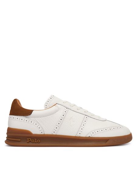 Polo Ralph Lauren Sneakersy Hrt Aera Bro 809P15727001 Biały. Białe buty sportowe casual Polo Ralph Lauren, z aplikacjami, ze skóry, bez zapięcia. Za 639.99 zł.