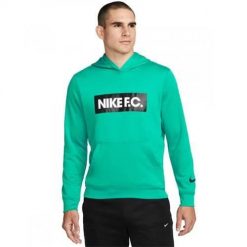 Bluza treningowa męska Nike FC. Zielone bluzy Nike, l, bez wzorów, z kapturem. W wyprzedaży za 216.15 zł.