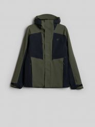 4F Kurtka trekkingowa membrana 10000 męska - khaki S. Brązowe kurtki 4F, m, bez wzorów, z materiału, bez kaptura. Za 399.99 zł.
