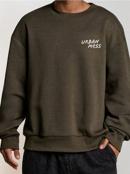 Bluza z napisem - brązowy. Brązowe bluzy bez kaptura Sinsay, l, bez wzorów, bez kaptura. W wyprzedaży za 12.99 zł.
