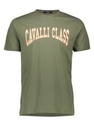 Cavalli CLASS Koszulka w kolorze khaki rozmiar: L. Brązowe bezrękawniki Cavalli Class, l, bez wzorów, z bawełny, bez kołnierzyka, bez ramiączek. Za 92.86 zł.