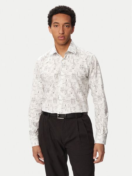 KARL LAGERFELD Koszula 605000 563613 Biały Regular Fit. Białe koszule KARL LAGERFELD, m, bez wzorów, z bawełny, bez kołnierzyka, bez ramiączek. Za 699.99 zł.