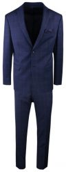 Elegancki Garnitur Wełniany, Wyszczuplony (Slim) - MEN'SFIELD - Granat w Kratę. Garnitury MEN'SFIELD, na co dzień, l, bez wzorów, z gumy. Za 925.00 zł.