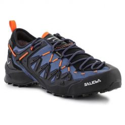 Buty trekkingowe męskie Salewa MS Wildfire Edge Gtx. Niebieskie trekkingi Salewa, bez wzorów, z gumy, bez zapięcia. Za 1,019.00 zł.