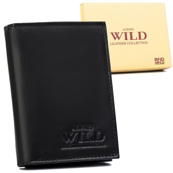 Portfel skórzany Always Wild N4-P-SCR czarny. Czarne portfele Always Wild, bez wzorów, ze skóry. Za 37.99 zł.